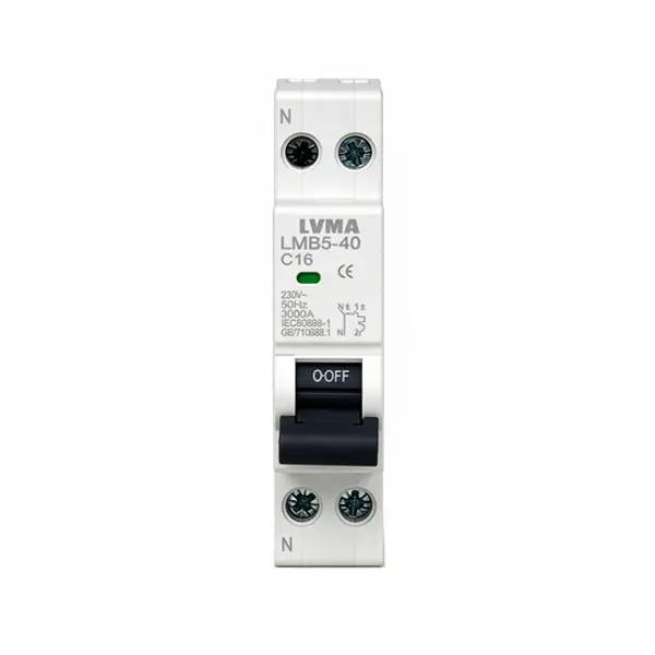 LVMA LMB5-40 1P+N C40 miniature circuit breaker white DIN rail mounted MCB (3)