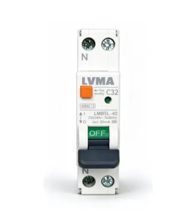 LVMA LMB5L-40 RCBO 1P+N C40 residual current circuit breaker with overcurrent protection white DIN rail circuit breaker